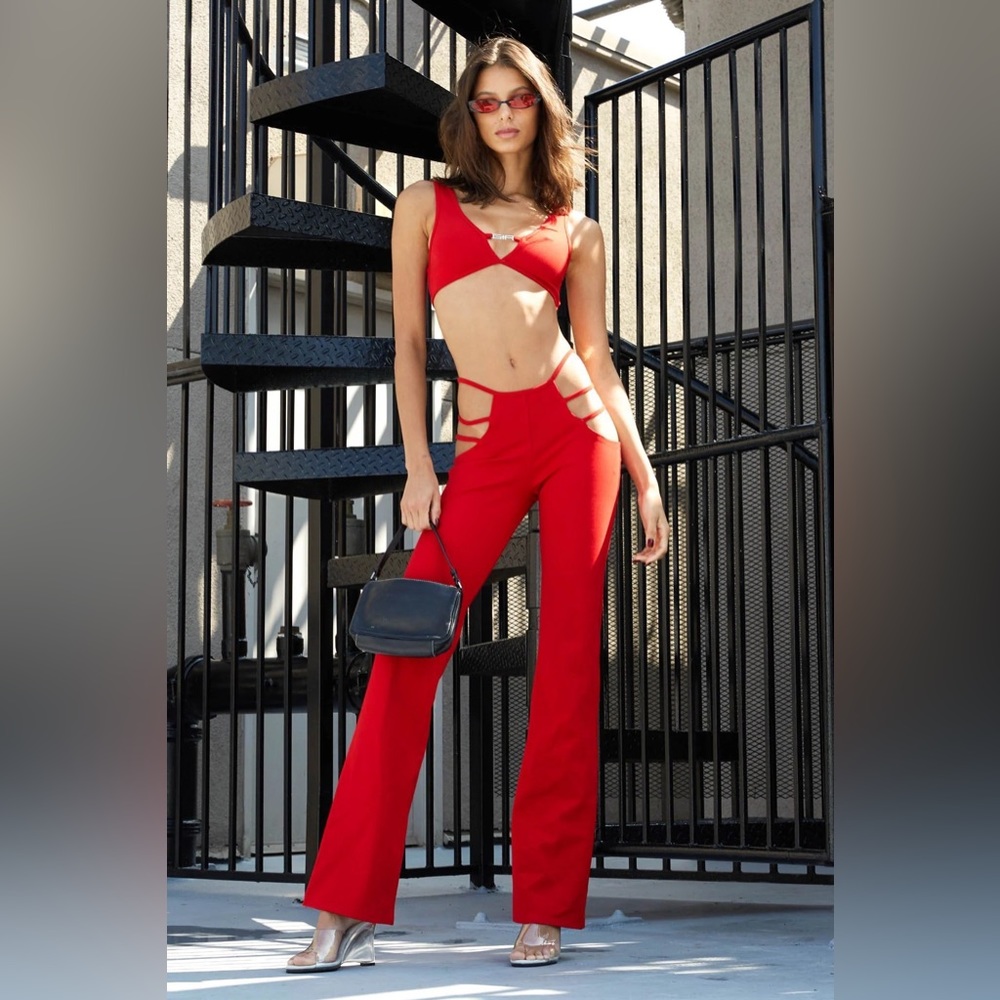 I AM GIA RED LUCID PANTS I.AM.GIA sold out euphoria Maddy Perez size medium NWT